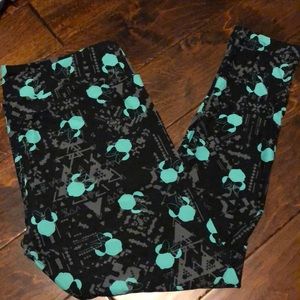 LulaRoe Disney Turquoise Minnie Leggings TC
